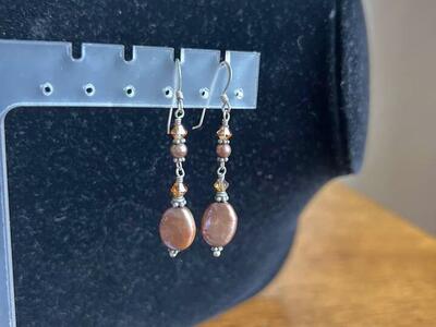 Sterling Silver Brown Freshwater Pearl Earrings