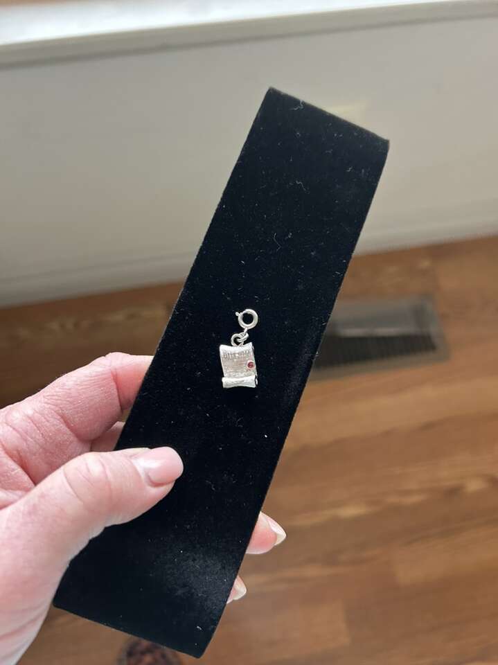 Diploma Monet Silver Tone Charm Red Stone