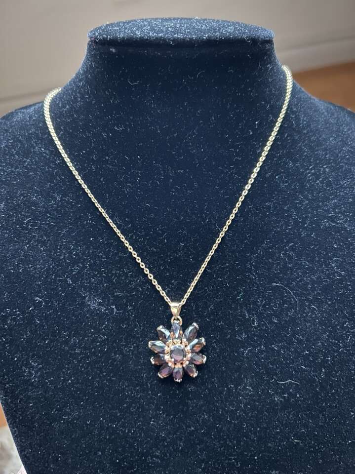 18kgf Citrine Flower Gold Tone Necklace 16