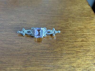 Silver Plated Scotland DB Brooch Purple Stone