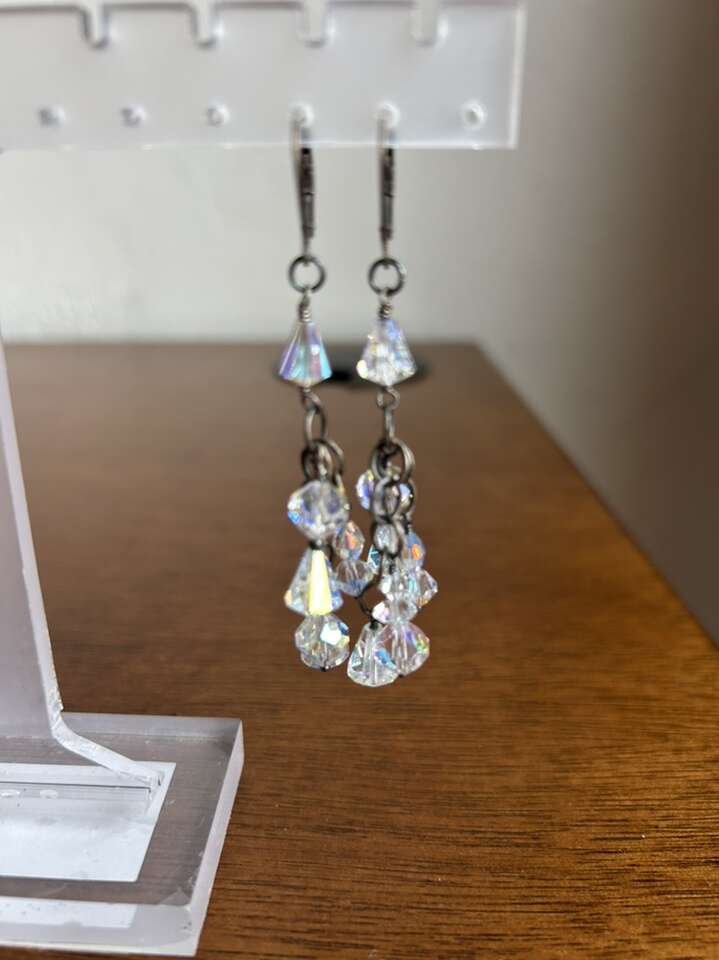 Sterling Silver Aurora Borealis Crystal Earrings