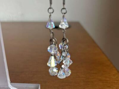 Sterling Silver Aurora Borealis Crystal Earrings