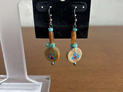 Sterling Silver Brown Tan Stone Earrings