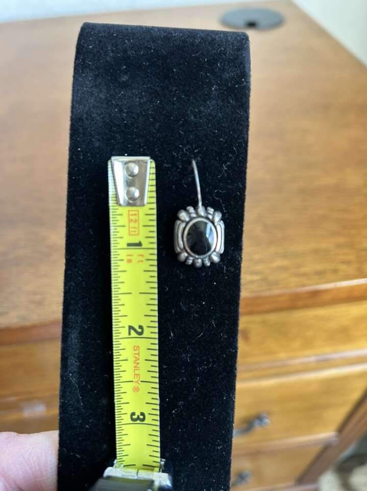 Sterling Silver Black Onyx Earrings 925 Thailand