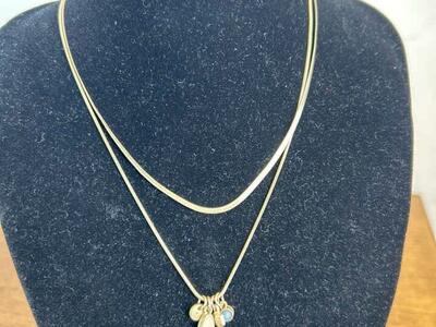 Matte Gold Tone Double 2 Strand 4 Charm Necklace