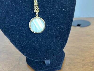 Long Gold Tone Reversible Medallion Necklace