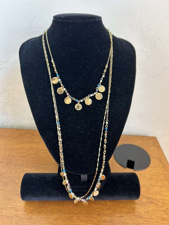 Lane Bryant 3 Strand Gold Tone Charm Necklace