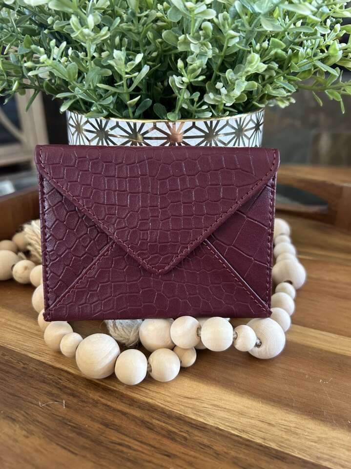 Rachel Miriam Burgundy Croc Leather Wallet