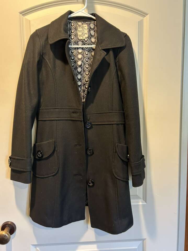 Anthropology Tulle Black Wool Pea Coat Small