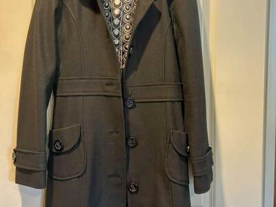 Anthropology Tulle Black Wool Pea Coat Small