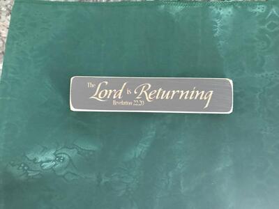 Religious plaque titled - The Lord is Returning