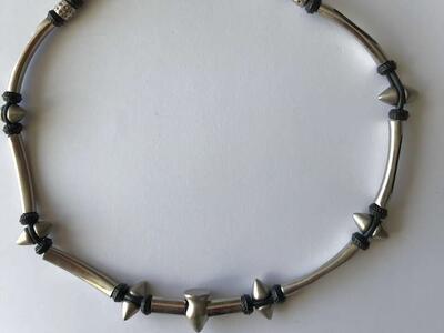 Men's black and silver necklace