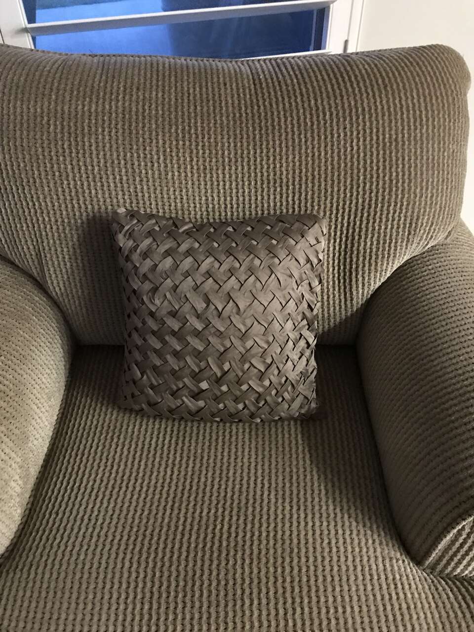 Taupe colored pillow size 14 x 14