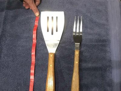 Grill Toolkit Set - Spatula and Fork - has a bottle opener on each one