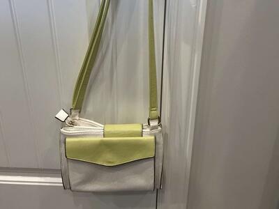 Women's white and green crossbody leather purse
