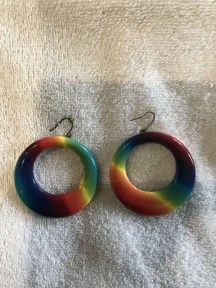 Rainbow colored Hoop Earrings
