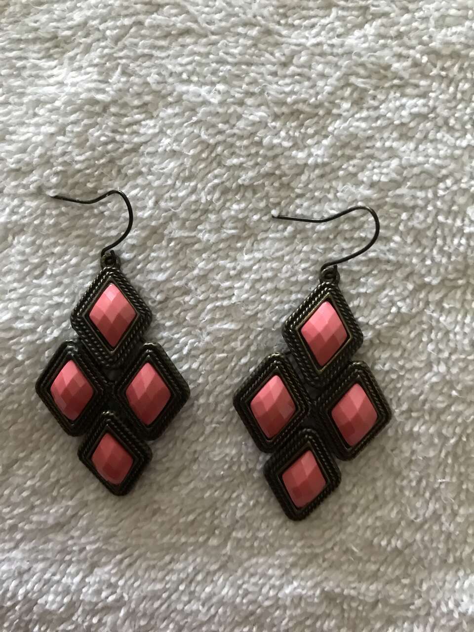 Pink Dangle Earrings - 1 3/4 in length