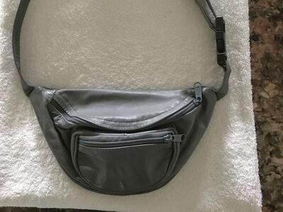 Leather Fanny Bag - Gray in color