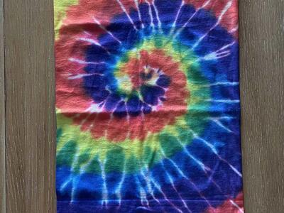 Motorcycle Neck Gaiter - Tye Dye Design in colors Red, Blue, Green, Yellow and Purple.