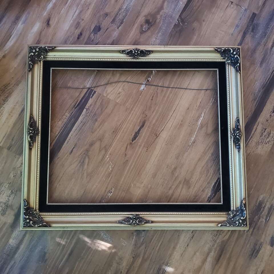 Gorgeous Large Vintage Wood Frame Velvet Trim