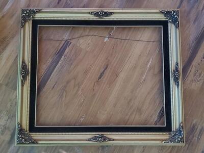 Gorgeous Large Vintage Wood Frame Velvet Trim