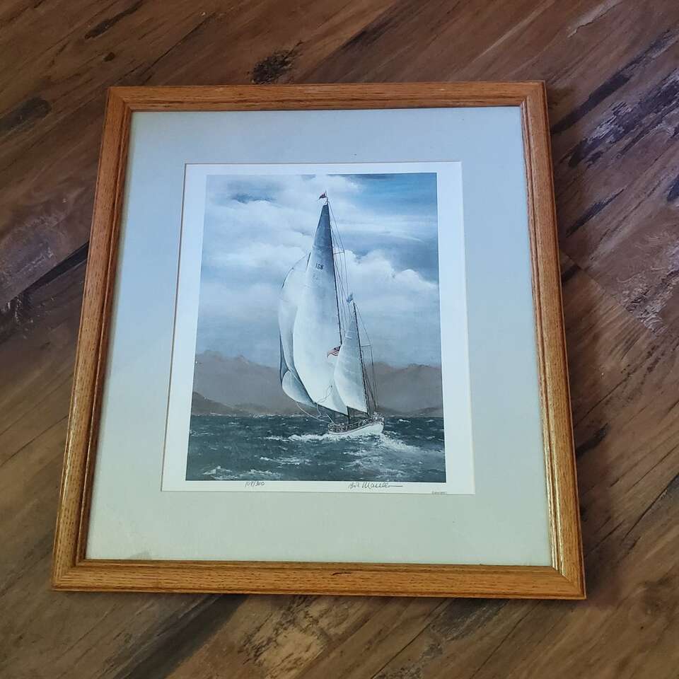 Sailboat Painting Numbered Signed Robert Masella