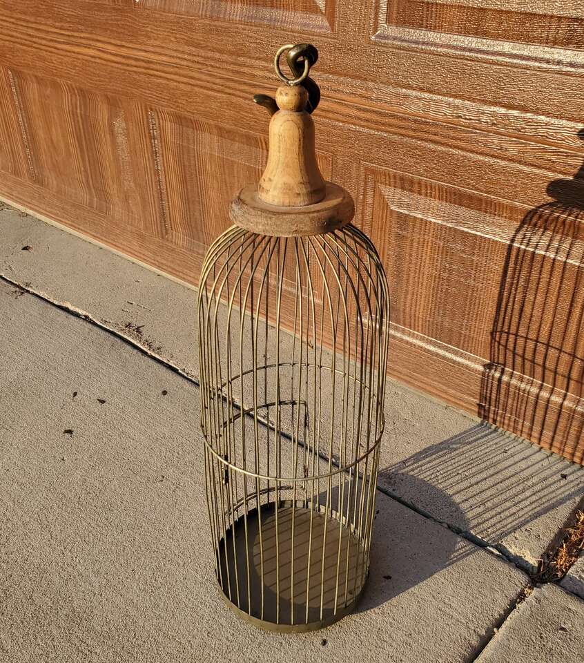 Vintage Metal Bird Cage with Hook