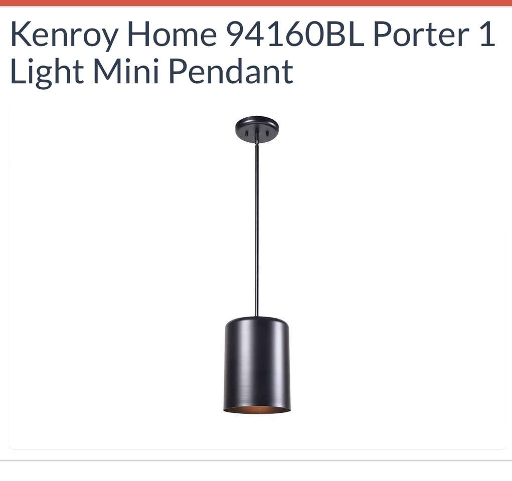 NEW IN BOX Kenroy Home 94160BL Black Pendant Light
