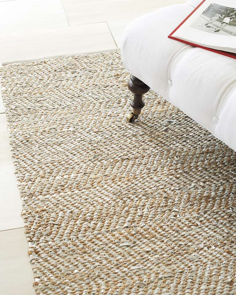 HALF PRICE OF RETAIL! BRAND NEW IN PACKAGE- SERENA & LILY 8'X10' Metallic Suede and Hemp (jute) Area Rug