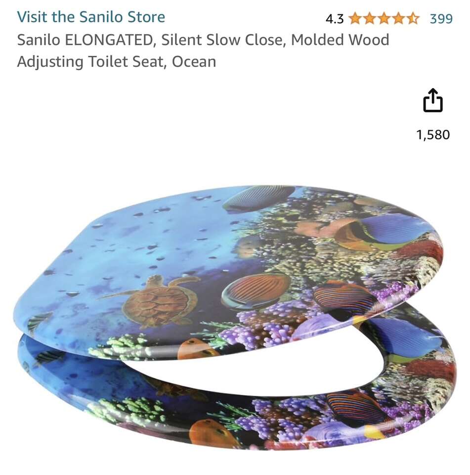 $34 LESS THAN AMAZON! BRAND NEW IN BOX Ocean/Marine/Sea Themed Elongated Soft Close Toilet Seat