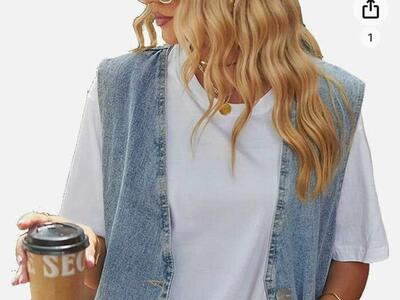 BRAND NEW Women's V-Neck Button Down Blue Denim Vest Jacket SIZE LARGE