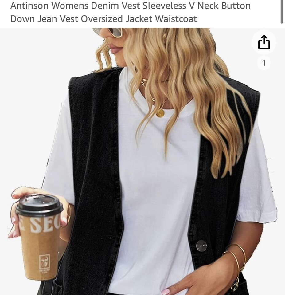 BRAND NEW Women's V-Neck Button Down Black Denim Vest Jacket