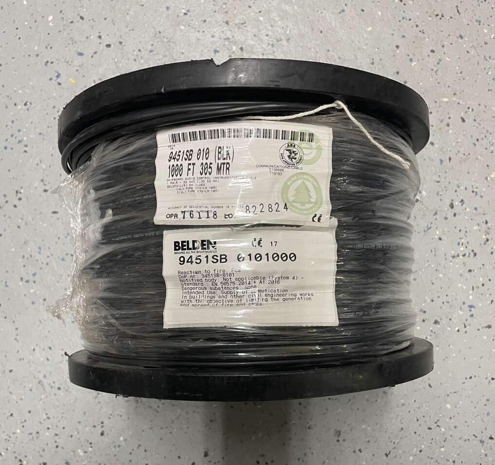 SAVE $271 ON BRAND IN IN PACKAGE 1000 Spool of 1-Pair 22 AWG Shielded Communications and Audio Control Cable