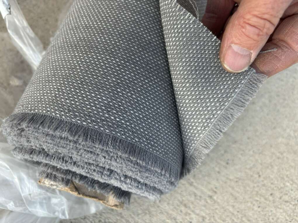 BRAND NEW IN PACKAGING 56” Wide Roll Of Gray Woven Decorative Fabric