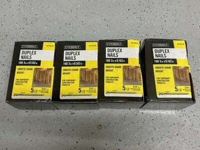$27 LESS THAN HOME DEPOT! BRAND NEW IN BOX- 20lbs (FOUR 5lb Boxes) Of 16D 3” Duplex Nails