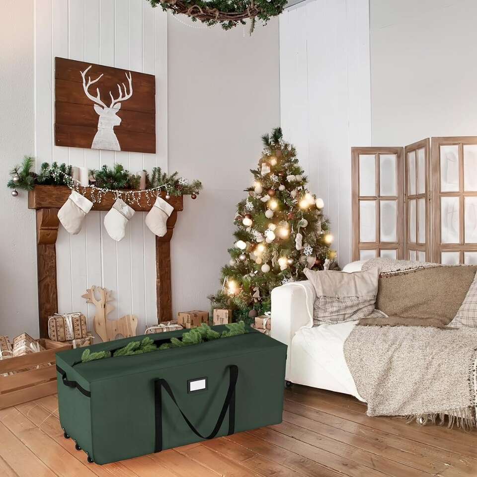 Green Rolling Christmas Tree Storing Duffel Bag
