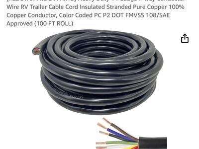 $55 LESS THAN AMAZON! BRAND NEW IN PACKAGING 100’ Roll Of Heavy Duty 7-Way Conductor RV/Trailer Wire