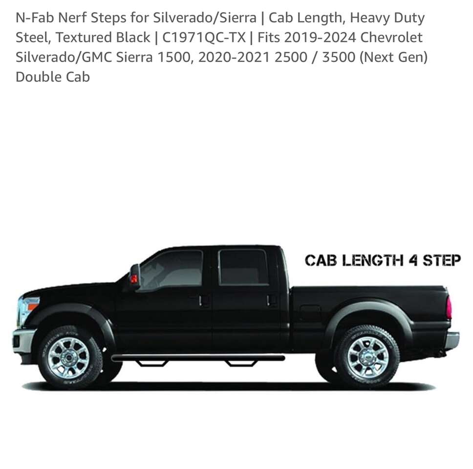 SAVE $200! BRAND NEW N-FAB C1971QC Nerf Bar Steps/Running Boards For 2019-2024 Chevrolet Silverado/GMC Sierra DOUBLE CAB
