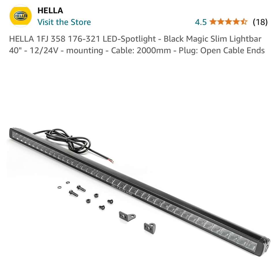 $85 LESS THAN AMAZON! BRAND NEW IN BOX Hella 1FJ 358 176-321 Black Magic 40” Slim Driving Light Bar