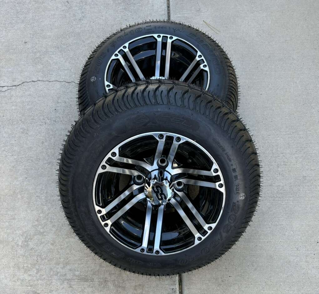 $57 LESS THAN AMAZON! BRAND NEW* (SET OF 2) EXCEL 205/50-10 Tires On SS Mag 4-Lug Wheels