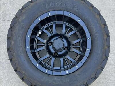 FREE WHEEL WITH PURCHASE OF TIRE! BRAND NEW- GTW 22X10-12 TIMBERWOLF A/T Oversized Golf Cart Tire Mounted on 4-Lug SS Mag Wheel