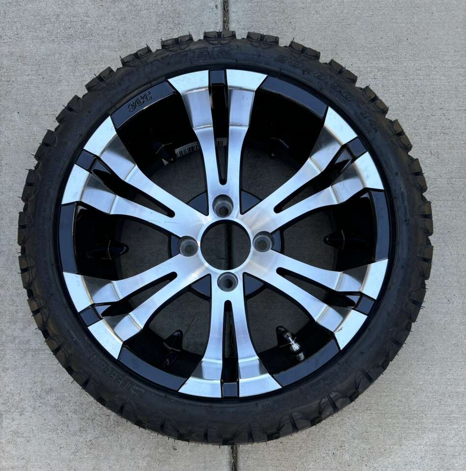 BRAND NEW STEELENG 20X8.50-14 STINGER Low-Profile Golf Cart Tire Mounted on SGC Vampire Mag Wheel (1 AVAILABLE)