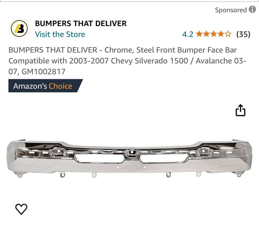 UP TO HALF PRICE OF AMAZON! BRAND NEW Front Bumper For 2003-2007 Chevy Silverado/Avalanche (2 AVAILABLE)