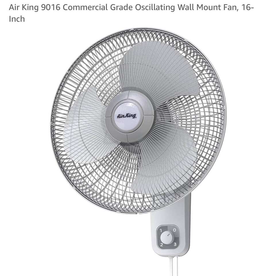 $25 LESS THAN AMAZON! BRAND NEW IN BOX Air King 16" Commercial Grade 3-Speed Wall-Mounted Oscillating Fan