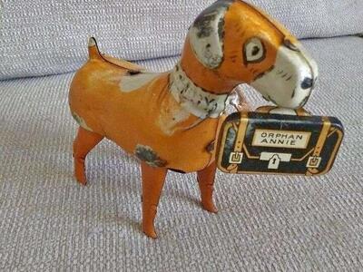 Pressed Tin Windup Sandy from Orphan Annie Comic Strip Marx & Company 1930's