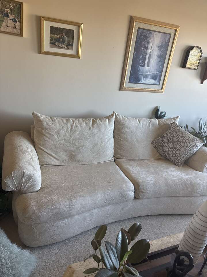 Off White 3 Peice Couch, Love Seat And Chair