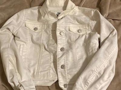 Girls White Denim Jacket Size Medium