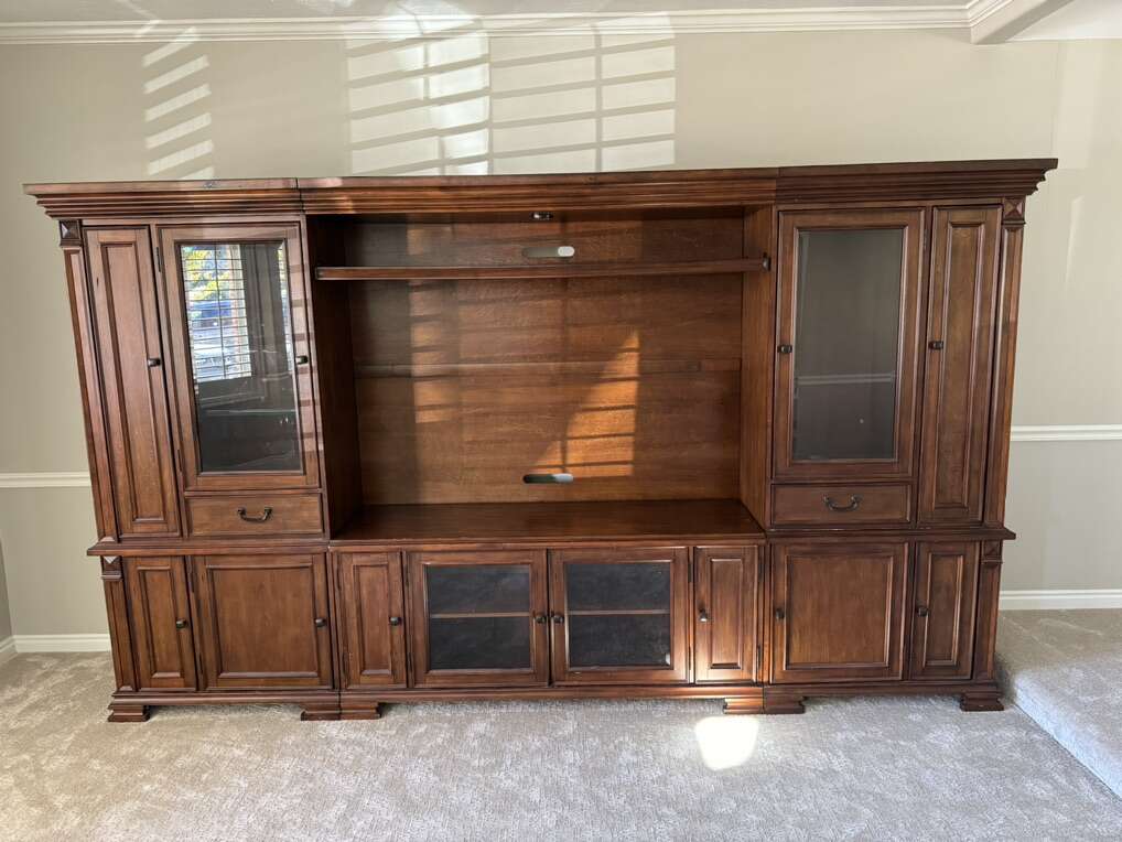 Used solid oak entertainment deals center for sale