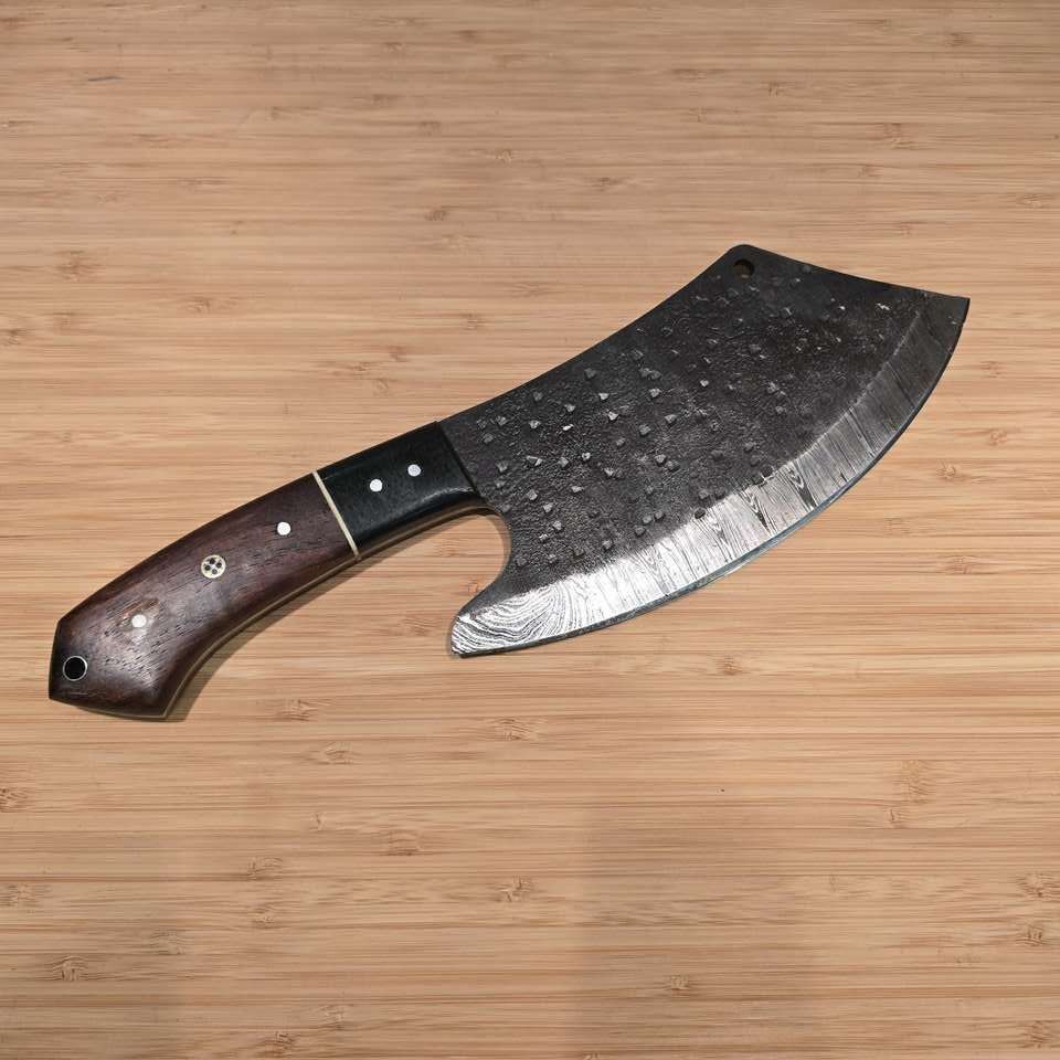 Handmade Damascus Meat Cleaver knife with case