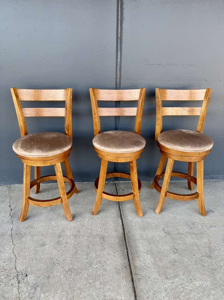 Vintage Solid Wood Swivel Barstools